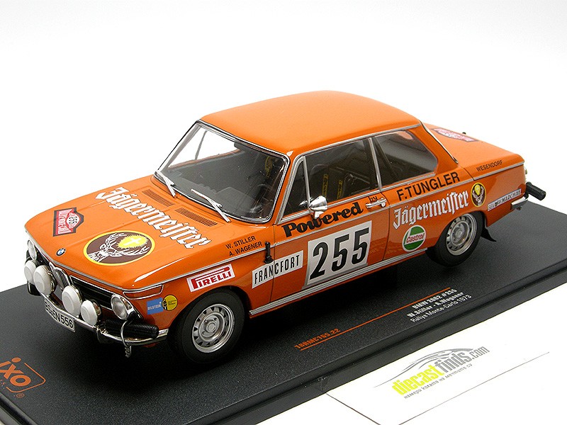 BMW 2002 Tii "Jägermeister" #255 Wolfgang Stiller / Axel Wagener Rally Monte-Carlo 1973 orange