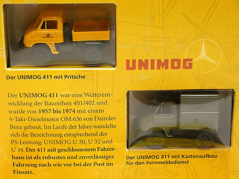 Mercedes-Benz Unimog 411 - 2-car set "50 years Unimog" yellow and green
